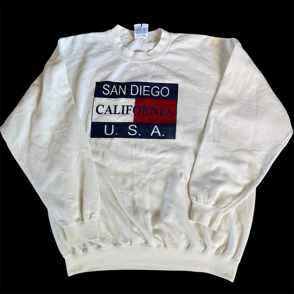 San Diego California USA Sweater XLarge Gildean Heavy Weight Red White Blue